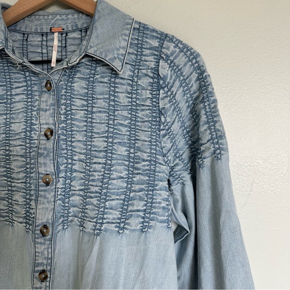 Free People Find Me Now Denim Mini Dress - Picture 3 of 5